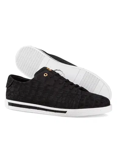 Stefano Ricci Men's Nubuck Crocodile Leather Sneakers - Black - Size 11 | Thumbnail 3 Stefano Ricci Men's Nubuck Crocodile Leather Sneakers - Black - Size 11 | Thumbnail 3