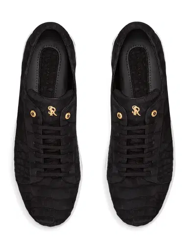 Stefano Ricci Men's Nubuck Crocodile Leather Sneakers - Black - Size 11 | Thumbnail 4 Stefano Ricci Men's Nubuck Crocodile Leather Sneakers - Black - Size 11 | Thumbnail 4
