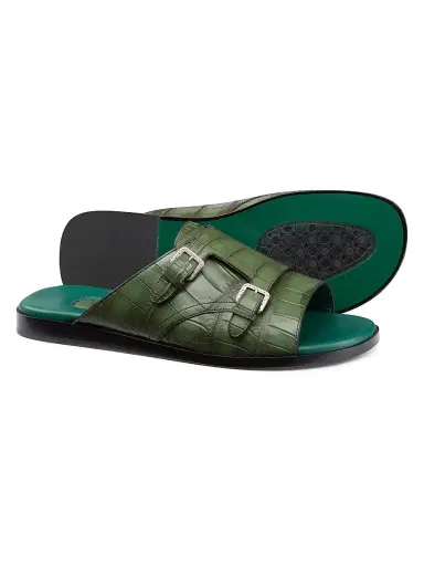 Stefano Ricci Men's Antique Crocodile Leather Monk Strap Sandals - Green - Size 9 | Thumbnail 3 Stefano Ricci Men's Antique Crocodile Leather Monk Strap Sandals - Green - Size 9 | Thumbnail 3