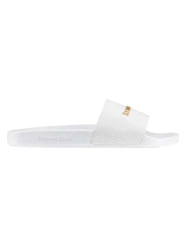 Stefano Ricci Men's Calfskin Leather Slides - White