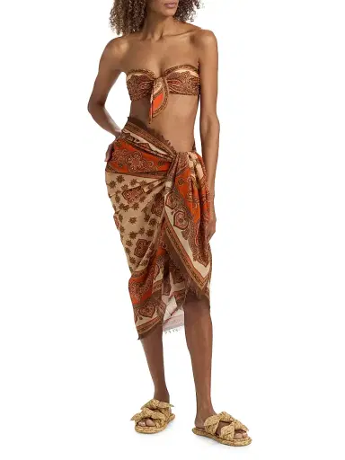 Zimmermann Women's Paisley Cotton Pareo - Tangerine Paisley | Thumbnail 2