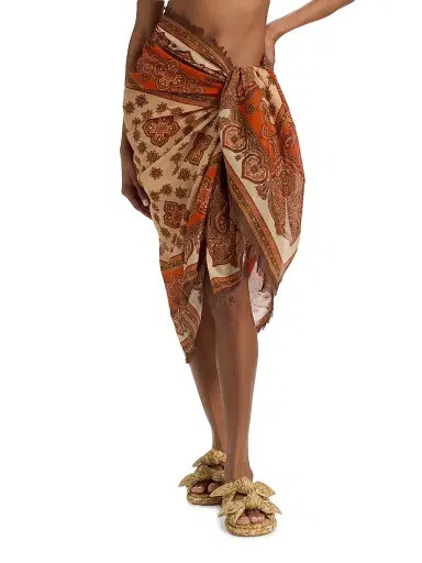 Zimmermann Women's Paisley Cotton Pareo - Tangerine Paisley | Thumbnail 3