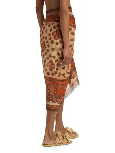 Zimmermann Women's Paisley Cotton Pareo - Tangerine Paisley | Thumbnail 4