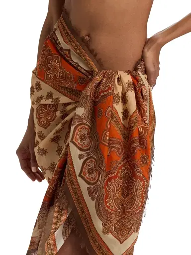 Zimmermann Women's Paisley Cotton Pareo - Tangerine Paisley | Thumbnail 5