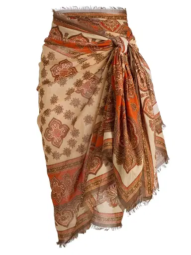 Zimmermann Women's Paisley Cotton Pareo - Tangerine Paisley | Thumbnail 1