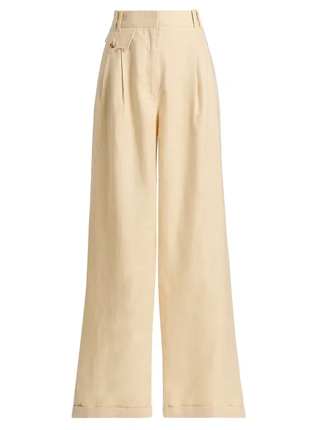 Zimmermann Women's Carousel Linen Wide-Leg Pants - Cream