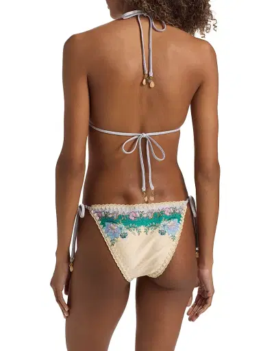 Zimmermann Women's Indra Crochet Detail Bikini - Cream Scarf Floral | Thumbnail 4