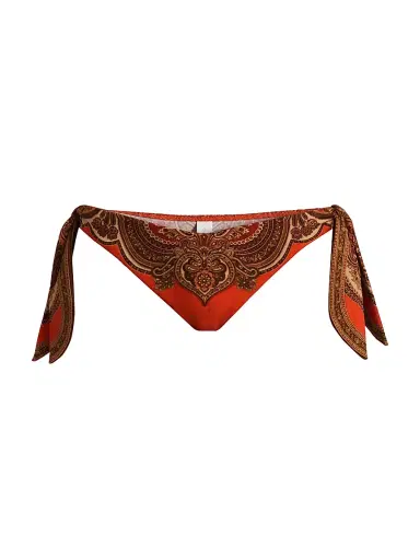 Zimmermann Women's Mahon Scarf Tie Bikini Bottom - Tangerine Paisley - Size 8 | Thumbnail 1