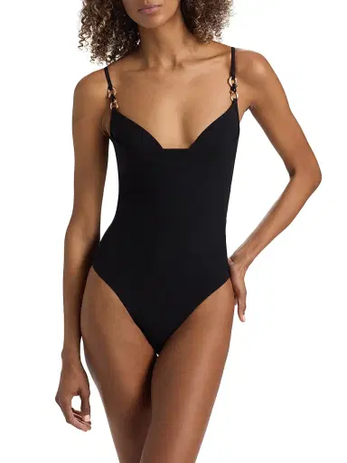 Zimmermann Women's Mahon Trim Detail One-Piece Swimsuit - Black - Size 8 | Thumbnail 3