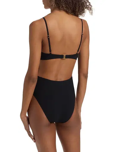 Zimmermann Women's Mahon Trim Detail One-Piece Swimsuit - Black - Size 8 | Thumbnail 4