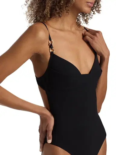 Zimmermann Women's Mahon Trim Detail One-Piece Swimsuit - Black - Size 8 | Thumbnail 5