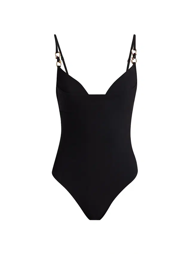 Zimmermann Women's Mahon Trim Detail One-Piece Swimsuit - Black