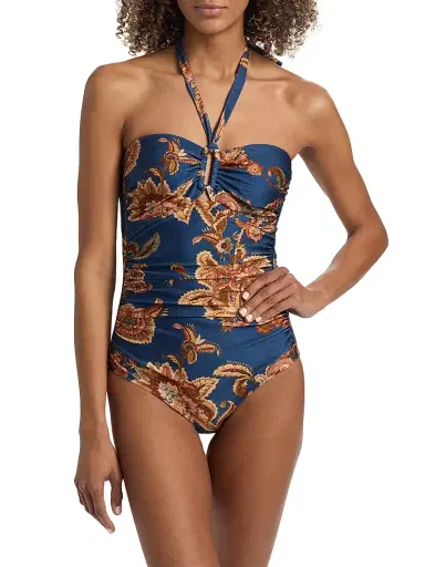 Zimmermann Women's Aster Wide Link One-Piece Swimsuit - Navy Jacobean - Size 8 | Thumbnail 3