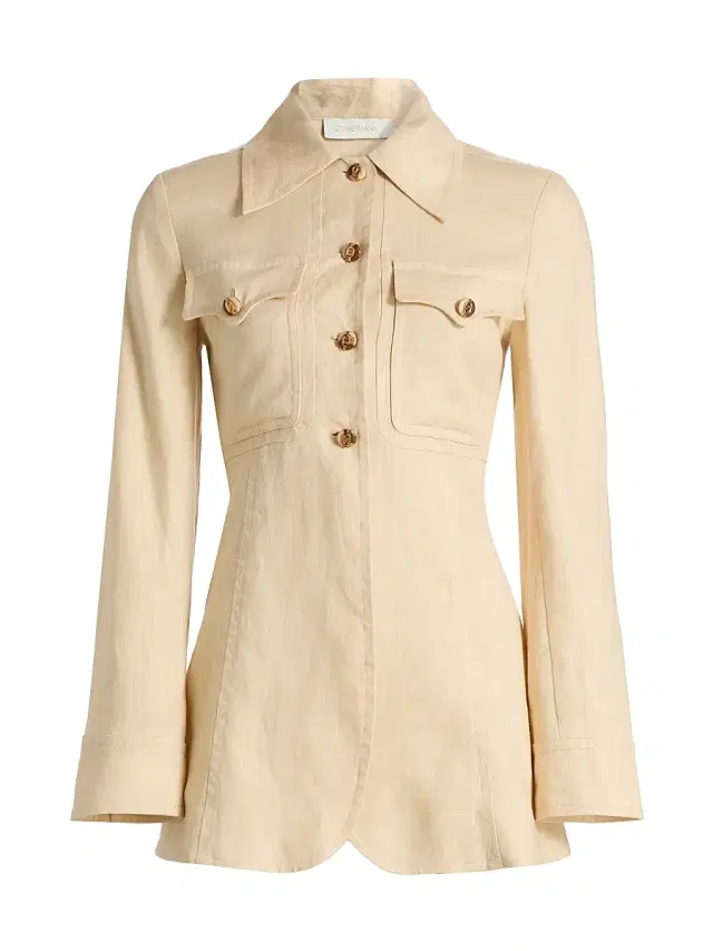 Zimmermann Women's Carousel Belted Linen Shirt - Cream