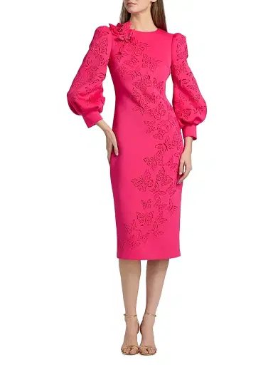 BADGLEY MISCHKA Women's Butterfly Scuba Cocktail Dress - Magenta - Size 10 | Thumbnail 2