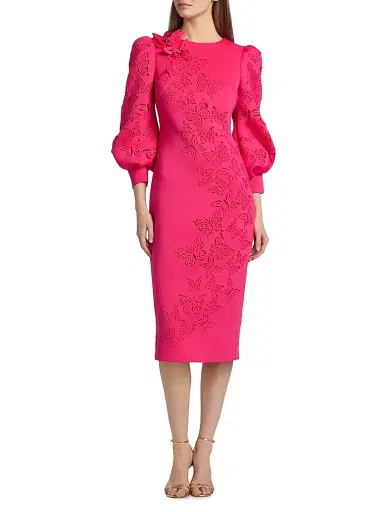 BADGLEY MISCHKA Women's Butterfly Scuba Cocktail Dress - Magenta - Size 10 | Thumbnail 3