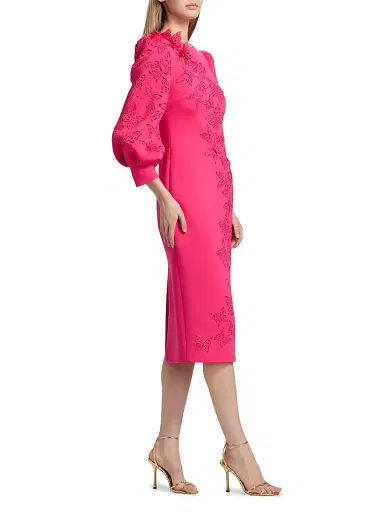 BADGLEY MISCHKA Women's Butterfly Scuba Cocktail Dress - Magenta - Size 10 | Thumbnail 4