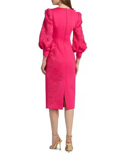 BADGLEY MISCHKA Women's Butterfly Scuba Cocktail Dress - Magenta - Size 10 | Thumbnail 5