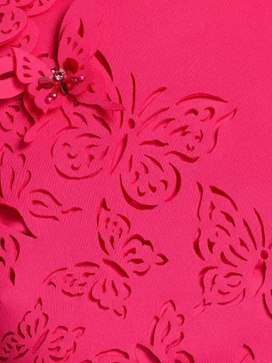BADGLEY MISCHKA Women's Butterfly Scuba Cocktail Dress - Magenta - Size 10 | Thumbnail 7