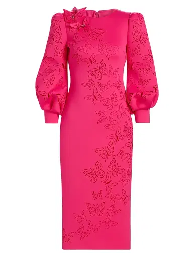 BADGLEY MISCHKA Women's Butterfly Scuba Cocktail Dress - Magenta - Size 10 | Thumbnail 1