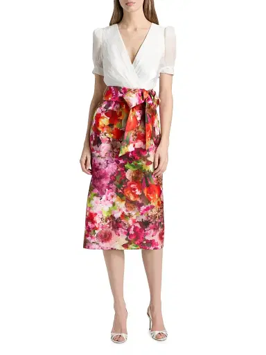 BADGLEY MISCHKA Women's Vibrant Floral Cocktail Dress - Pink Multi - Size 16 | Thumbnail 2