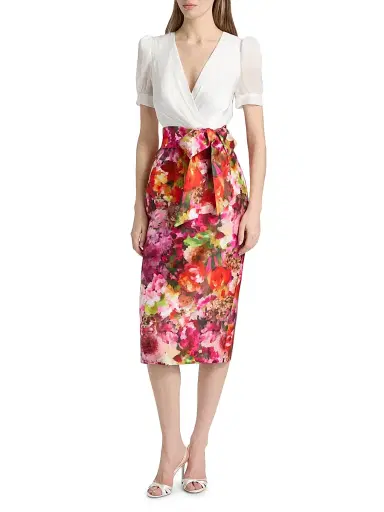BADGLEY MISCHKA Women's Vibrant Floral Cocktail Dress - Pink Multi - Size 16 | Thumbnail 3