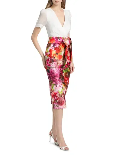 BADGLEY MISCHKA Women's Vibrant Floral Cocktail Dress - Pink Multi - Size 16 | Thumbnail 4