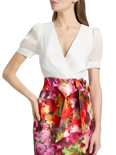 BADGLEY MISCHKA Women's Vibrant Floral Cocktail Dress - Pink Multi - Size 16 | Thumbnail 6