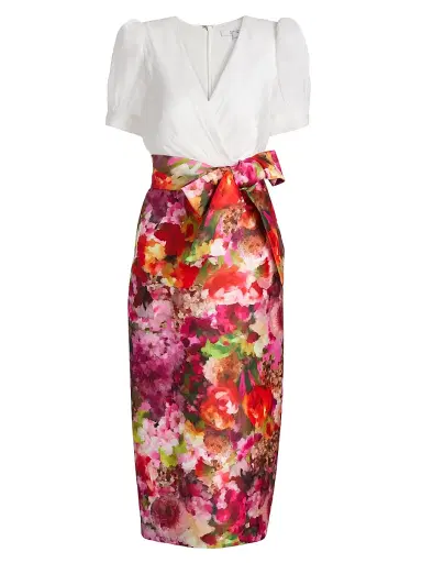 BADGLEY MISCHKA Women's Vibrant Floral Cocktail Dress - Pink Multi - Size 16 | Thumbnail 1