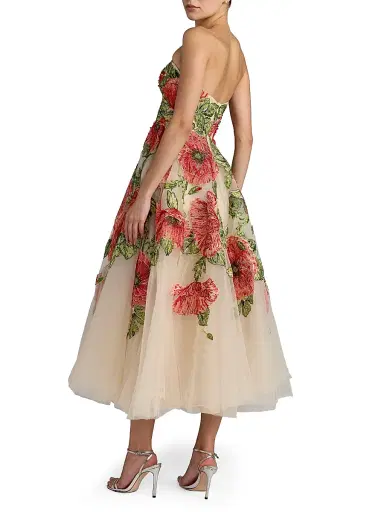 Mac Duggal Women's Floral-Embroidered A-Line Cocktail Dress - Beige Multi - Size 14 | Thumbnail 2