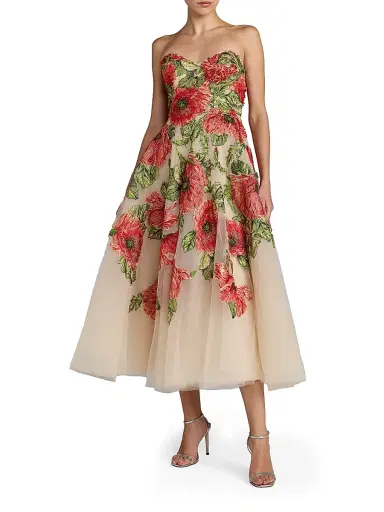 Mac Duggal Women's Floral-Embroidered A-Line Cocktail Dress - Beige Multi - Size 14 | Thumbnail 1