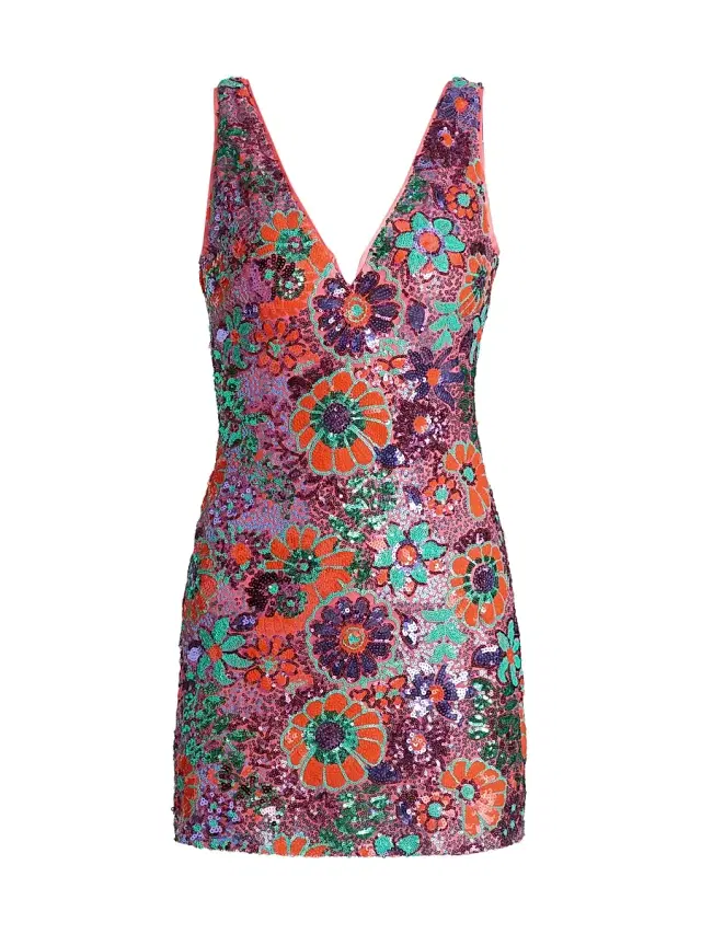 Ramy Brook Women's Dahlia Floral-Sequined Minidress - Coral Sequin Combo