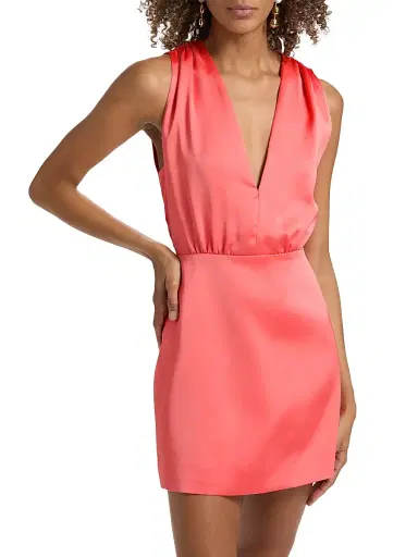Ramy Brook Women's Martin Pleated Minidress - Coral | Thumbnail 3 Ramy Brook Women's Martin Pleated Minidress - Coral | Thumbnail 3