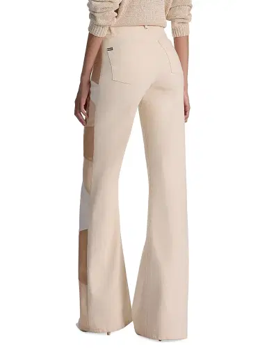 Alice + Olivia Women's Beautiful Faux-Leather High-Rise Patchwork Jeans - Off White Multi - Size 29 | Thumbnail 5