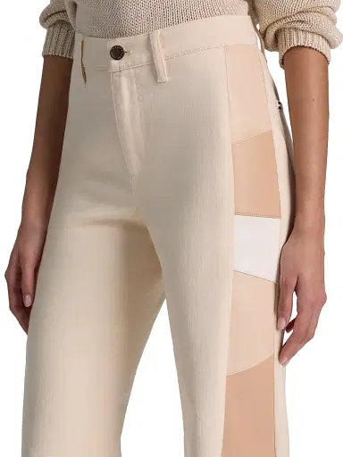 Alice + Olivia Women's Beautiful Faux-Leather High-Rise Patchwork Jeans - Off White Multi - Size 29 | Thumbnail 6