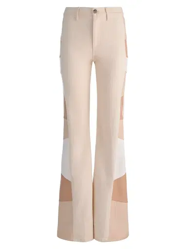 Alice + Olivia Women's Beautiful Faux-Leather High-Rise Patchwork Jeans - Off White Multi - Size 29 | Thumbnail 1