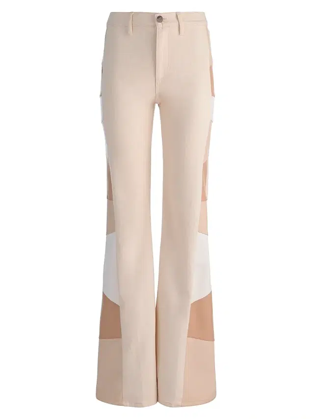 Women's Beautiful Faux-Leather High-Rise Patchwork Jeans - Off White Multi