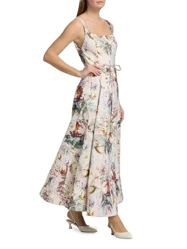 Alice + Olivia Women's Polly Floral Tie-Waist A-Line Maxi Dress - Sweet Peony - Size 6 | Thumbnail 2 Alice + Olivia Women's Polly Floral Tie-Waist A-Line Maxi Dress - Sweet Peony - Size 6 | Thumbnail 2