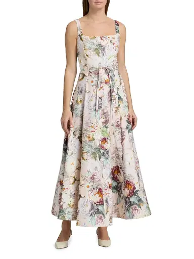 Alice + Olivia Women's Polly Floral Tie-Waist A-Line Maxi Dress - Sweet Peony - Size 6 | Thumbnail 3 Alice + Olivia Women's Polly Floral Tie-Waist A-Line Maxi Dress - Sweet Peony - Size 6 | Thumbnail 3