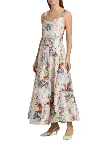 Alice + Olivia Women's Polly Floral Tie-Waist A-Line Maxi Dress - Sweet Peony - Size 6 | Thumbnail 4 Alice + Olivia Women's Polly Floral Tie-Waist A-Line Maxi Dress - Sweet Peony - Size 6 | Thumbnail 4