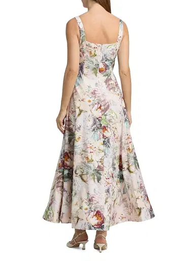 Alice + Olivia Women's Polly Floral Tie-Waist A-Line Maxi Dress - Sweet Peony - Size 6 | Thumbnail 5 Alice + Olivia Women's Polly Floral Tie-Waist A-Line Maxi Dress - Sweet Peony - Size 6 | Thumbnail 5