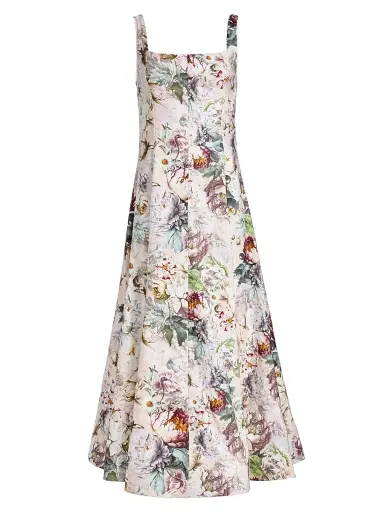 Alice + Olivia Women's Polly Floral Tie-Waist A-Line Maxi Dress - Sweet Peony - Size 6 | Thumbnail 1 Alice + Olivia Women's Polly Floral Tie-Waist A-Line Maxi Dress - Sweet Peony - Size 6 | Thumbnail 1