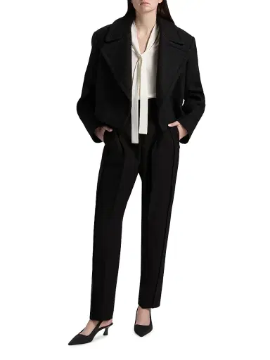 Lanvin Women's Cropped Wool Peacoat - Anthracite | Thumbnail 2 Lanvin Women's Cropped Wool Peacoat - Anthracite | Thumbnail 2