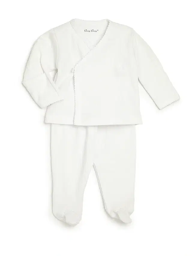 Baby's Two-Piece Crossover Tee & Footed Pants Set - White 3-6 Months