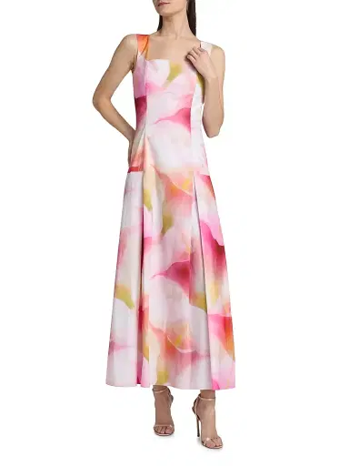 PRABAL GURUNG Women's Abstract Floral Cotton Poplin Tank Midi-Dress - Pink Multi - Size 8 | Thumbnail 2
