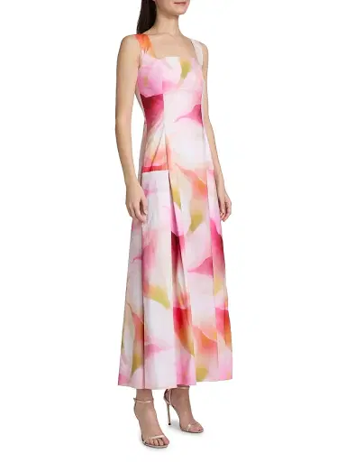 PRABAL GURUNG Women's Abstract Floral Cotton Poplin Tank Midi-Dress - Pink Multi - Size 8 | Thumbnail 4