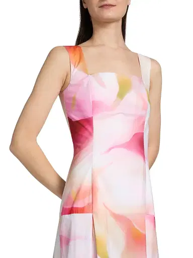 PRABAL GURUNG Women's Abstract Floral Cotton Poplin Tank Midi-Dress - Pink Multi - Size 8 | Thumbnail 6