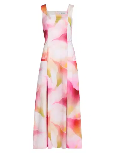 PRABAL GURUNG Women's Abstract Floral Cotton Poplin Tank Midi-Dress - Pink Multi - Size 8 | Thumbnail 1