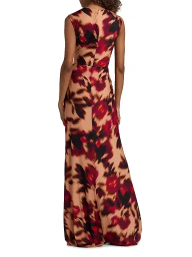 Amsale Women's Printed Twist Maxi Dress - Magenta Multi - Size 12 | Thumbnail 5