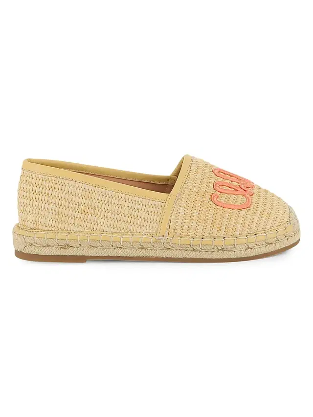 Girl's Logo Raffia Espadrilles - Apricot 5 (Child)